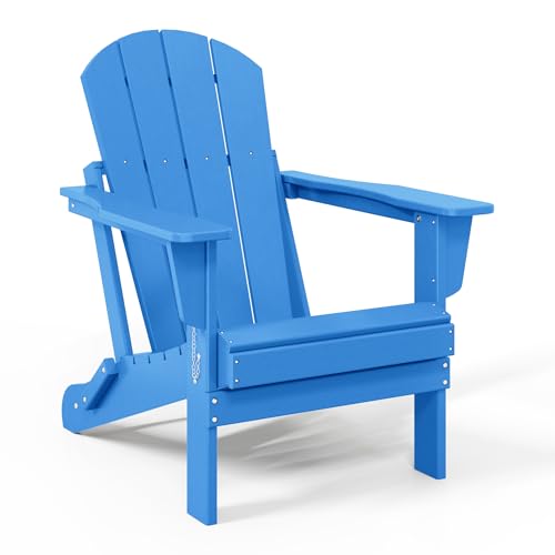 WestinTrends Malibu HDPE Outdoor Patio Folding Poly Adirondack Chair, Pacific Blue - color: Pacific Blue, size: 1 Chair
