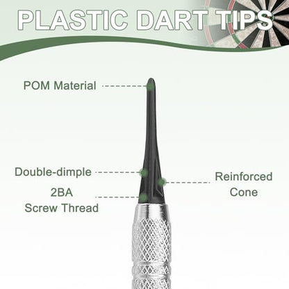 Plastic Dart Tip 2BA Thread Soft Tip Dart Accessories 30 Pack & Black/White/Blue