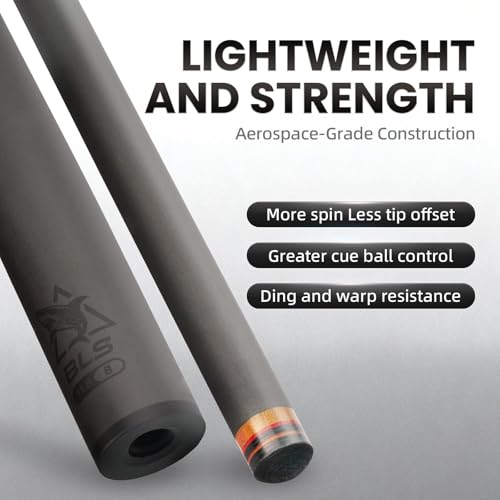 Cuefessnuance 58" Carbon Fiber Pool Cue, Low Deflection | Gothic pattern design, black, 100% carbon fiber shaft, pro taper, 11.8mm pigskin tip, 3/8-8 stainless steel joint - color: White