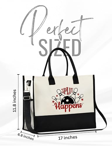 InnoBeta Bowling Gifts for Women, Bowlers Tote Bag with Top Zipper Closure and Shoulder Strap for Birthday, Christmas and Every Special Occasion