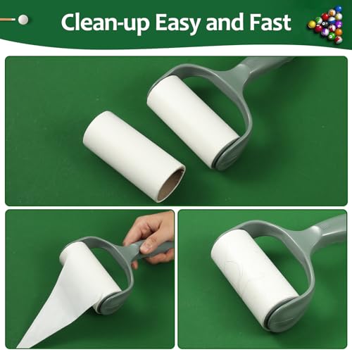 Pool Table Brush Set, 14pcs Billiard Table Felt and Cue Cleaning Accessories with 2 Wooden Brushes, Cue Cleaning Cloth, Ferrule Polish Cloth, Shaft Wax, Towel Burnisher and Sticky Lint Roller