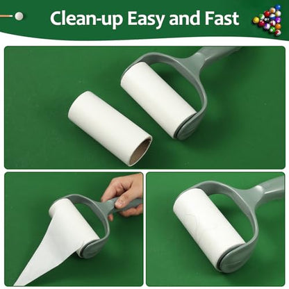 Pool Table Brush Set, 14pcs Billiard Table Felt and Cue Cleaning Accessories with 2 Wooden Brushes, Cue Cleaning Cloth, Ferrule Polish Cloth, Shaft Wax, Towel Burnisher and Sticky Lint Roller