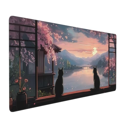 Large Extended Gaming Mouse Pad with Stitched Edges, (35.4X15.7In) Durable Non-Slip Natural Rubber Base, Waterproof Computer Keyboard Pad Mat for Esports Pros/Gamer/Desktop/Office/Home (D) - color: D