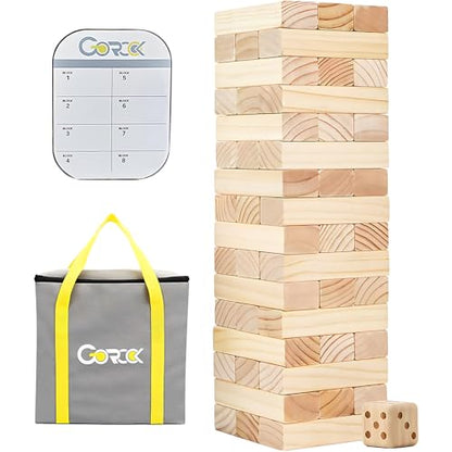 GOROCK Giant Tumbling Tower Game，57Pcs Wooden Block Stacking Game （Over 4.2FT），Classic Family Indoor Outdoor Yard Party Games for Kids and Adults with Carry Bag - size: L-Over 4.2 FT