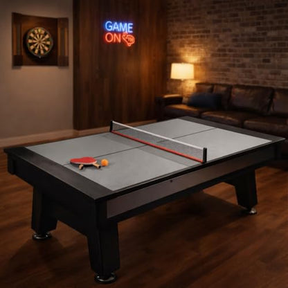 Midsize Foldable Indoor Table Tennis Conversion Top, 84 x 44 in Ping Pong Tabletop with Net & Post, 9mm Thick Playing Surface, Lightweight Compact Design, Easy Fold-Up Storage