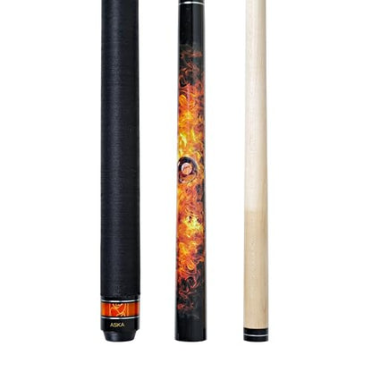 ASKA Fireball Jump Break Cue Stick, 3-Piece Pool Cue, 13mm Phenolic Tip, Quick Release Joint, Hard Rock Maple Shaft, 58" Break/Jump Billiard Cue - style: 19-Ounce