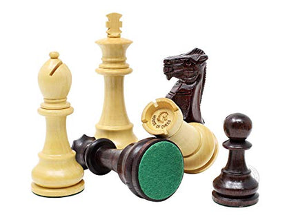 House of Chess - Tournament Chess Set Pieces - Unique Staunton Ringy Rosewood/Boxwood Chess Pieces - King Height: 3.75" (95 mm) - 2 Extra Queens - Weighted