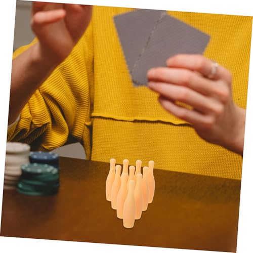 VICASKY 10Pcs Mini Bowling Pins Portable Tabletop Bowling Game Accessories for Fun Family Play Durable Plastic Small for Adults Easy to Store