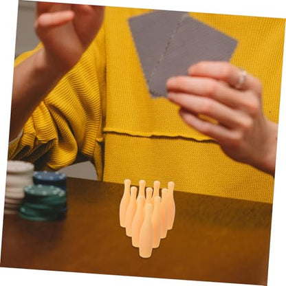 VICASKY 10Pcs Mini Bowling Pins Portable Tabletop Bowling Game Accessories for Fun Family Play Durable Plastic Small for Adults Easy to Store