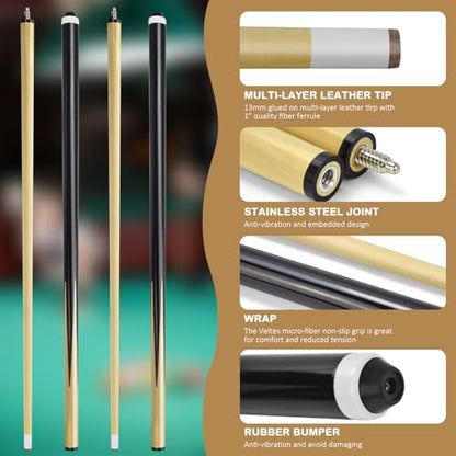 Billairds cue Stick Pool Sticks 2-Piece 57 Inch Wooden Billiard Cue Hard Wood Pool Cues 20 oz Economic Cues Good for House and Bar Use American Pool Game