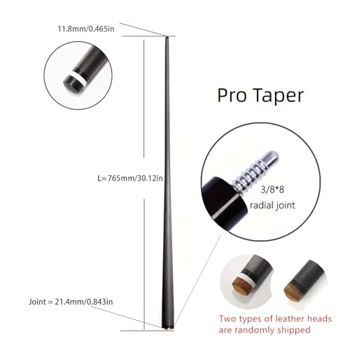 100% Carbon Fiber Shaft, Black Technology Shaft of Pool Cue Front Part for Billiard Play/Break/Snooker Cue Shaft with Foam- 737 mm,745mm,765mm - color: Uniloc(OKHEALING), size: 11.8-21.4-765