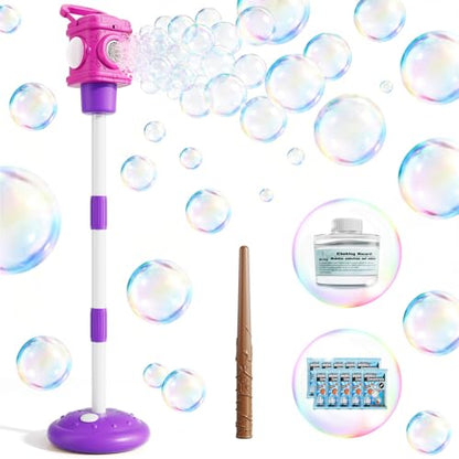 Bubble Machine for Kids, Remote Control Street Lamp Bubble Machine with Lights, Automatic Standing Bubble Tower, Outdoor Bubble Torch Toys for Wedding Summer Bubble Maker for Kids Ages 3 4 5 6 7 8 9