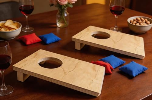 Cornhole Set, Cornhole Boards with 8 Bean Bags,Portable Game Set for Travel Home Office Recreation Tailgate - size: 5 * 8 In