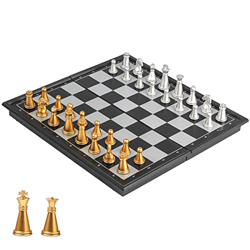 Mini Travel Chess Set Magnetic Vikutu 7.5 Inches Portable Small Folding Chess Board (Small) - size: Small