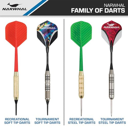 EastPoint Sports Narwhal Tournament Soft Tip Darts (5.5 in. - 18g) with Nickel Barrell for Electronic Dart Boards, Includes Deluxe Storage Case, 3 Pack