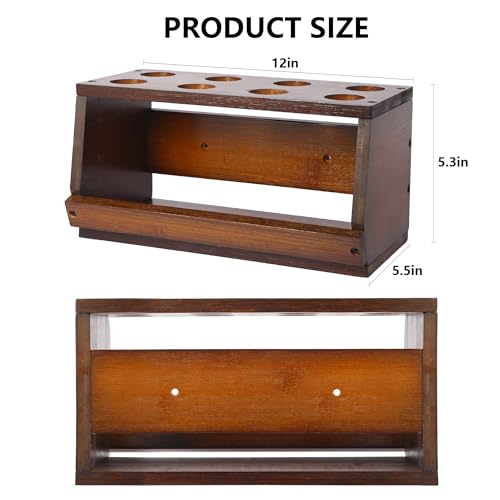 Ping Pong Paddle Holder Wall Mount & Desktop 2-in-1,Table Tennis Racket Display Organizer Holds 8 Rackets, Ping Pong Paddle Storage Rack in Game Room, Man Cave, Office, Home, Brown - color: Desktop/Brown