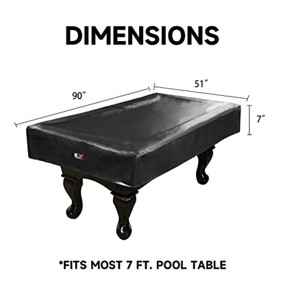 GSE Games & Sports Expert Billiard Table Covers, 7'/8'/9' Waterproof & Tearproof Heavy Duty Leatherette Pool Table Cover (Several Colors Available) - color: Black - 7ft