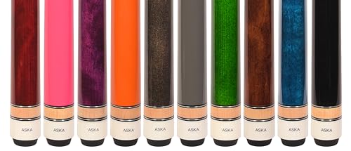 ASKA Set of Wrapless 2-Piece Billiard Pool Cue Sticks L3, 58" Hard Rock Canadian Maple, 13mm Hard Leather Tip, Mixed Weights and Colors - style: Set of 10 Sticks