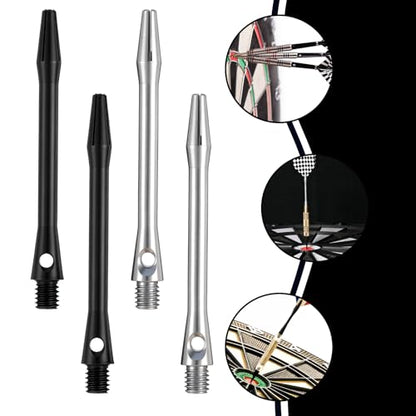 KALIONE 30 Packs Dart Shafts for Steel Tip, Aluminum 2ba Thread Dart Accessories 45 Mm/48 Mm Dart Shafts Replacement Kit with Rubber O Rings for Darts Sharpener Flights Sports