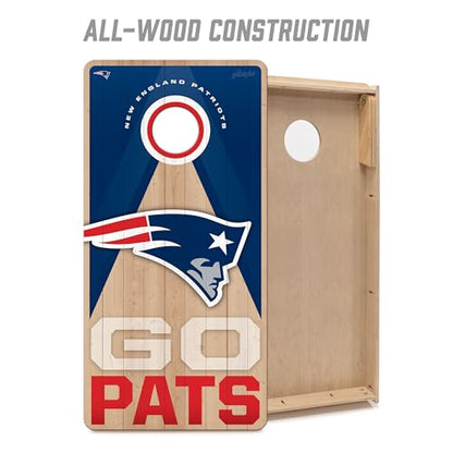 YouTheFan NFL 2' x 4' Slogan Series Professional Wood Cornhole Game with Logo Bags - color: New England Patriots