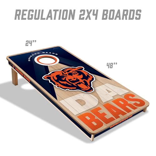 YouTheFan NFL 2' x 4' Slogan Series Professional Wood Cornhole Game with Logo Bags - color: Chicago Bears