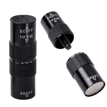 GSE Games & Sports Expert Billiard Pool Cue Tip Tool, Stick Scuffer/Shaper/Aerator/Joint Protector Tool, Billiard Accessories - style: 3-in-1 Tool with 5/16-18 Joint Protector