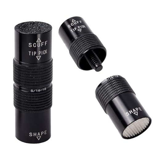 GSE Games & Sports Expert Billiard Pool Cue Tip Tool, Stick Scuffer/Shaper/Aerator/Joint Protector Tool, Billiard Accessories - style: 3-in-1 Tool with 5/16-18 Joint Protector