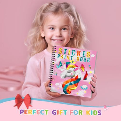 homicozy 3PCS Paint by Sticker Books for Kids Ages 4-10 – Unicorn Mermaid Animal Sticker by Number Kit, 30 Pictures, Mess-Free Travel Road Trip Art & Craft Activity – Birthday Gift for Girls 4-10 - style: Style1-3PCS