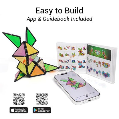 TOSY Magnet Pyramid Stone - 1 Cube Transforms into 1 Billion Shapes (Bunny, Egg Basket, Flowers, Heart), Easter Birthday Gift, 12 pcs, 243 Magnets, Holographic Design, Puzzle/STEM Toy - color: Stone
