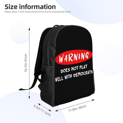 Warning Does Not Play Well With Democrats Backpacks For Men Women Book Bag Travel Hiking Camping Work Lightweight - color: Ye11