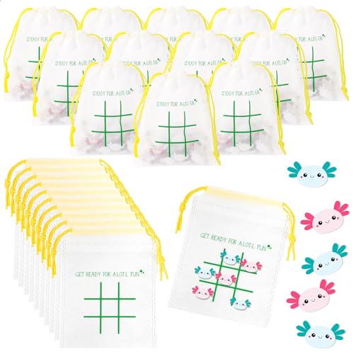 Sotiff 36 Set Tic Tac Toe Games Bulk Axolotl Party Favors Axolotl Tic Tac Toe with Bag Animal Birthday Party Gifts Classroom Exchange Gifts Outdoor Indoor Activities - style: Axolotl