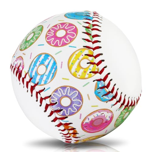 Baseballs PVC 9in Practice Baseball for Training Hitting Lifestyle Decor Ideal Personalized Inspired Gifts for Players Coaches Moms - color: Donut Baseball