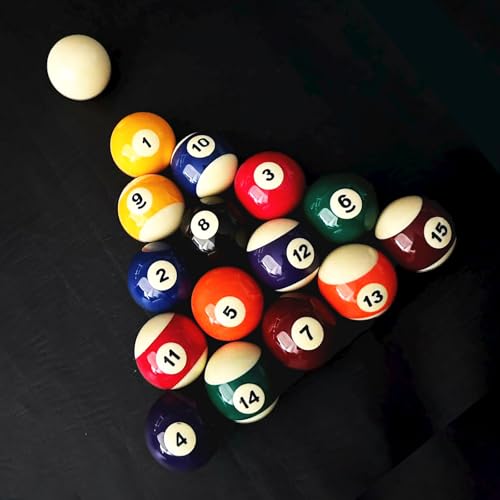 Billiard Balls Set 2-1/4 Inch Regulation Size, 16-Piece Premium Resin Pool Balls for Professional & Home Pool Table Replacement, Tournament Standard Billiard Balls(16 Resin Balls) New Grade A Crystal - style: Small Characters-White circle