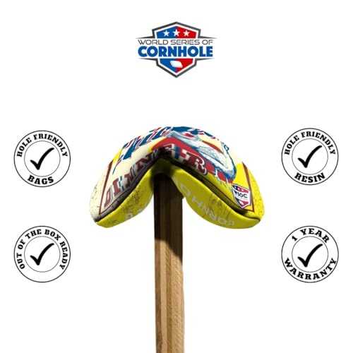 Professional Cornhole Bags Set of 8 Regulation Patriotic Series Resin Filled Pro Bean Bags Dual-Sided Slick and Stick - color: Winner Winner
