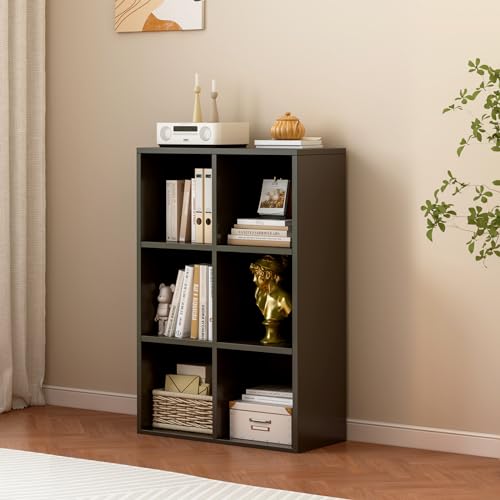 OSCHF 6-Cube Storage Shelf Bookcase, Black - color: Black, size: 6-Cube