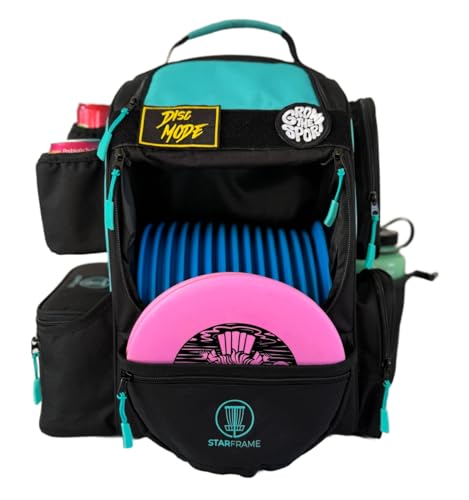 STAR FRAME Beast Disc Golf Bag With Cooler | 25+ Disc Frisbee Golf Backpack | 3-Can Insulated Cooler | Light Durable Gray Men Women Disc Golf Bag | Huge Storage & 12oz Can Holders - color: Teal