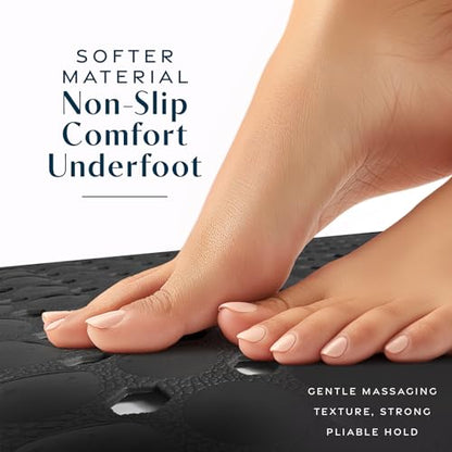 SlipX Solutions Power Grip Bathtub Safety Mat | Precision Grip Technology for Longer, Stronger, & Softer Wet Surface Protection | Solid Black 39"x16" - color: Solid Black