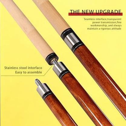 Pool Cue Stick - 58 inch Maple Billiard Pool Stick, 19/20/21 oz 1/2 Maple Pool Cue Stick Kit, 2-Piece Billiard Pool Cue Stick - color: Brown With Case (20 oz/12mm)