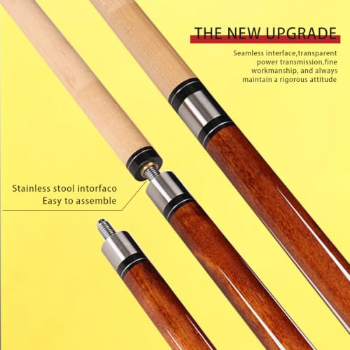 Pool Cue Stick - 58 inch Maple Billiard Pool Stick, 19/20/21 oz 1/2 Maple Pool Cue Stick Kit, 2-Piece Billiard Pool Cue Stick - color: Brown With Case (20 oz/12mm)