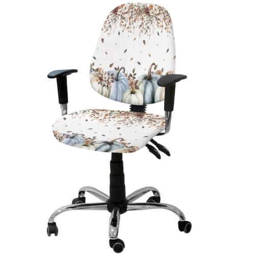 Savannan Office Chair Cover, Rustic Pumpkin Autumn Flower Protective Stretch Elastic Universal Cover for Desk Task Chair,Computer Rotating Chair 1 Pcs Gradient Fallen Leaves