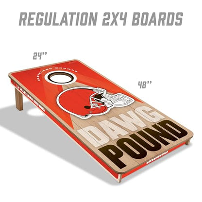YouTheFan NFL 2' x 4' Slogan Series Professional Wood Cornhole Game with Logo Bags - color: Cleveland Browns