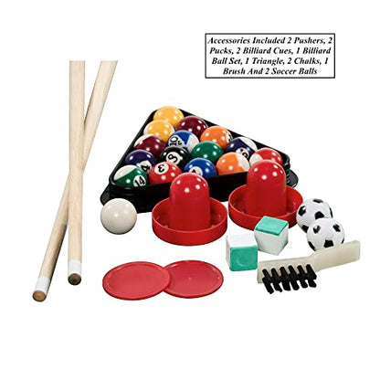 3-in-1 Combination Game Table Air Powered Hockey Foosball Billiards Pool Accessories Included Stack Up Design Easy to Switch Up Games Suitable for Friends Family Gathering