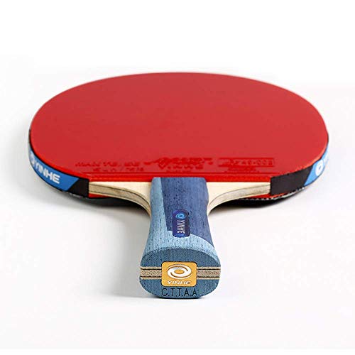 Professional Table Tennis Bat 5 Layers of Wood 2 Layers of Carbon Fiber Ping Pong Bat Suitable for for Players of All Levels/As Shown/Short Handle - size: Long handle