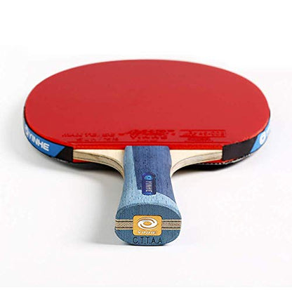 Professional Table Tennis Bat 5 Layers of Wood 2 Layers of Carbon Fiber Ping Pong Bat Suitable for for Players of All Levels/As Shown/Short Handle - size: Long handle