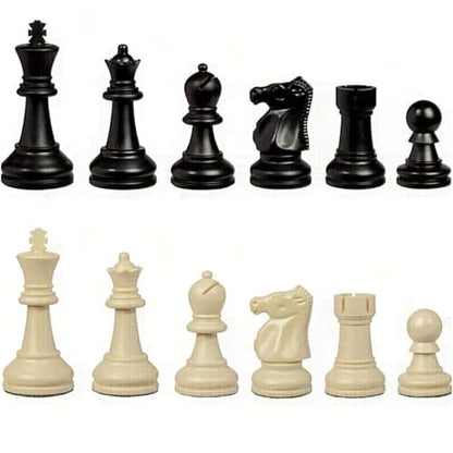 32 Plastic Chess Pieces Set - Black & White Chessmen for 15-20 Inch Boards, Felt Bottom, with Drawstring Storage Bag - Ideal for Beginners & Chess Enthusiasts-No Board Included (2.95inch/7.5cm) - size: 2.95inch/7.5cm