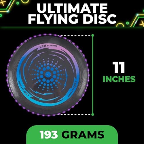 Toysery LED Light Up Fresbee - Glow in The Dark Fresbee for Kids and Adults, Flying Disc Adventure for Day and Night - Easy to Use Ideal for Camping Game - color: Purple
