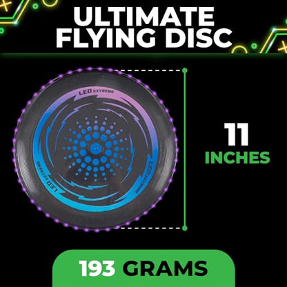 Toysery LED Light Up Fresbee - Glow in The Dark Fresbee for Kids and Adults, Flying Disc Adventure for Day and Night - Easy to Use Ideal for Camping Game - color: Purple