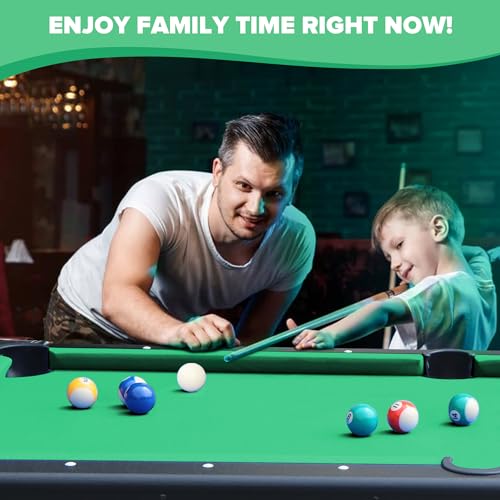 Ditkoko Billiard Table, 64" Folding Pool Table with with Balls, Cues, Chalk, Brush and Triangle, Pool Table Set for Family Game Room, Adult Rrec Room, Basements, Man cave or Garage - color: Green