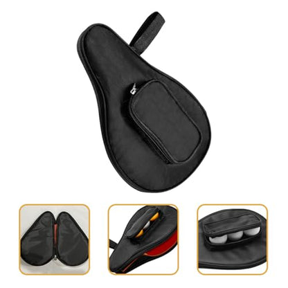 LALAFINA Table Tennis Bat Bag with Paddle Cover and Ball Compartment, Reusable Protective Storage Case for Paddle Organization and Travel, Black Pong Racket Organizer for Table Tennis