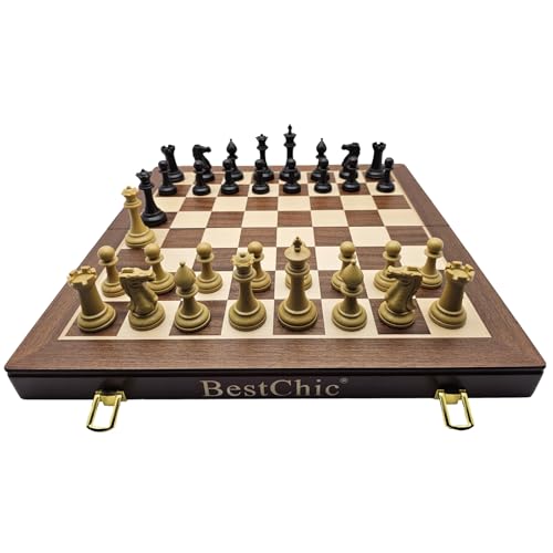 18" Wooden Chess Set,Folding Storage Wooden Chess Board Sets, Large Chess Board Sets, Premium Board Games Chess Set for Adults and Kids Chess Enthusiasts